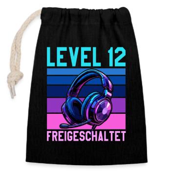11. Geburtstag Junge Mädchen Gamer Level 11 - Verschließbarer Geschenkbeutel aus Baumwolle (14x20cm) - Schwarz - Vorne