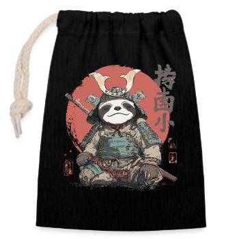 Sloth Samurai Armor - Closable cotton gift bag (14x20cm) - black - Front