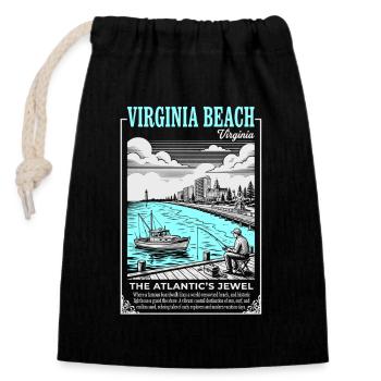 Virginia Beach Coastal Jewel - Closable cotton gift bag (14x20cm) - black - Front