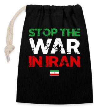 Stop den Irangkrieg - Iran Frieden - Verschließbarer Geschenkbeutel aus Baumwolle (14x20cm) - Schwarz - Vorne
