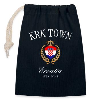 Krk Kroatien Wappen Krone – Reise Souvenir - Verschließbarer Geschenkbeutel aus Baumwolle (14x20cm) - Navy - Vorne