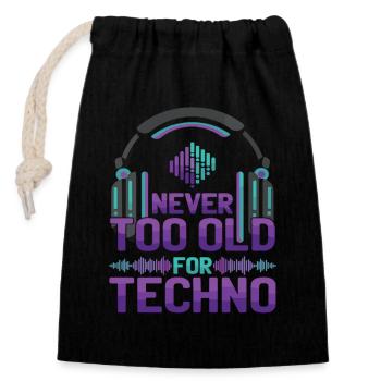 Never Too Old Techno Music DJ - Closable cotton gift bag (14x20cm) - black - Front