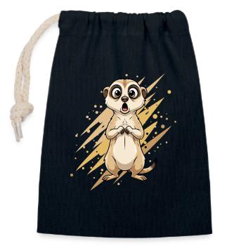 Surprising meerkat - Closable cotton gift bag (14x20cm) - navy - Front