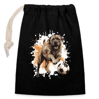 Mastiff Hund Fussball Team - Verschließbarer Geschenkbeutel aus Baumwolle (14x20cm) - Schwarz - Vorne
