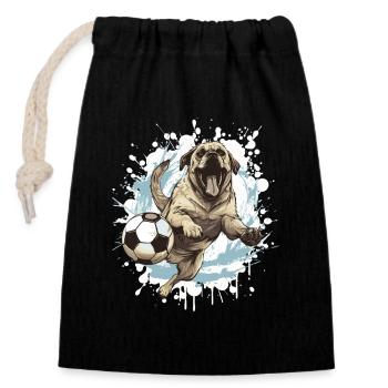 Kangal Hund Fussball Team - Verschließbarer Geschenkbeutel aus Baumwolle (14x20cm) - Schwarz - Vorne