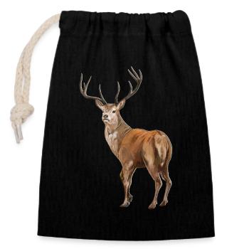 Weisswedelhirsch White-Tailed Deer - Closable cotton gift bag (14x20cm) - black - Front