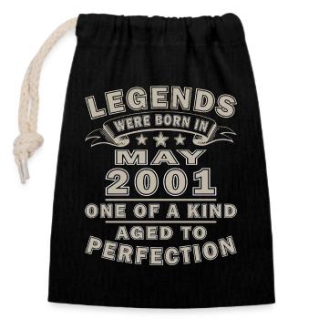 Vintage May 2001 Birthday - Closable cotton gift bag (14x20cm) - black - Front