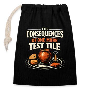 Another test tile | Ceramics - Closable cotton gift bag (14x20cm) - black - Front