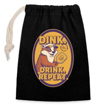 Joueur drôle de pickleball Dink Drink Repeat - Sac cadeau en coton avec cordon (14 x 20 cm) - noir - Devant