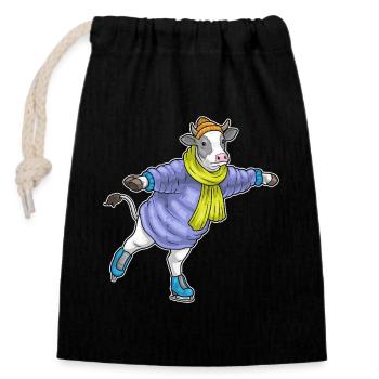 Kuh Eislaufen Schlittschuhe Wintersport - Closable cotton gift bag (14x20cm) - black - Front