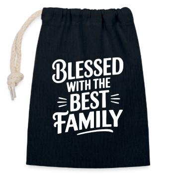 The Best Family - Closable cotton gift bag (14x20cm) - navy - Front