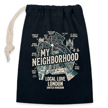 London My Neighborhood - Closable cotton gift bag (14x20cm) - navy - Front