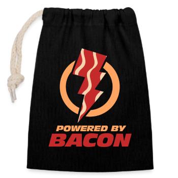 Powered By Bacon Lightning Bolt - Closable cotton gift bag (14x20cm) - black - Front