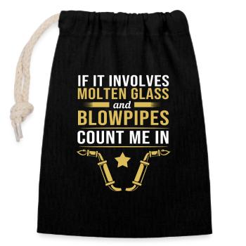 Glass Glassblower - Closable cotton gift bag (14x20cm) - black - Front