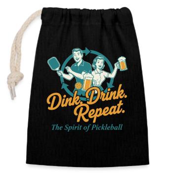 Pickleball Dink Drink Repeat Joueur drôle - Sac cadeau en coton avec cordon (14 x 20 cm) - noir - Devant