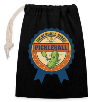 Pickleball Funny Player Pickle Ball Lovers Playing - Closable cotton gift bag (14x20cm) - black - Front