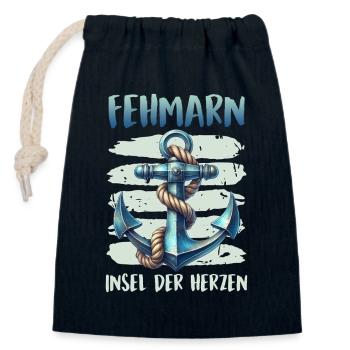 Ostsee FEHMARN INSEL DER HERZEN Lustiges - Verschließbarer Geschenkbeutel aus Baumwolle (14x20cm) - Navy - Vorne