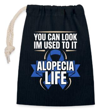 Alopecia Awareness Alopecia Areata Hair Loss - Closable cotton gift bag (14x20cm) - navy - Front