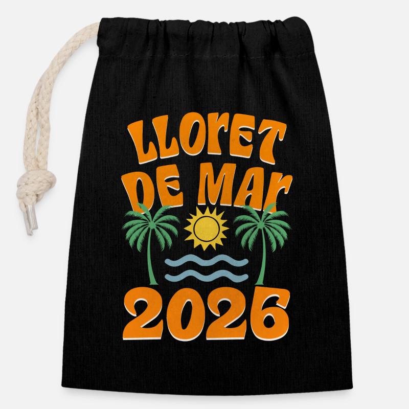 Lloret De Mar 2026 - Verschließbarer Geschenkbeutel aus Baumwolle (14x20cm) - Schwarz
