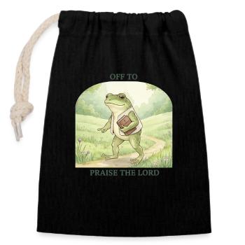 To praise the Lord Christ the Frog - Closable cotton gift bag (14x20cm) - black - Front