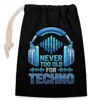 Never Too Old For Techno DJ Music - Closable cotton gift bag (14x20cm) - black - Front