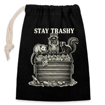 Reste Raton laveur Opossum Skunk - Sac cadeau en coton avec cordon (14 x 20 cm) - noir - Devant