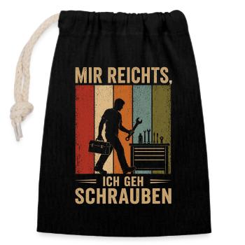 Mir reichts Ich geh schrauben Vintage Schrauber - Verschließbarer Geschenkbeutel aus Baumwolle (14x20cm) - Schwarz - Vorne