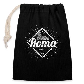 Rom in Italien Retro Kolosseum Vintage Souvenir - Verschließbarer Geschenkbeutel aus Baumwolle (14x20cm) - Schwarz - Vorne