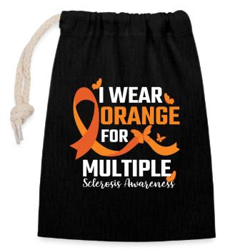 Multiple Sclerosis Orange Ribbon MS Awareness - Closable cotton gift bag (14x20cm) - black - Front