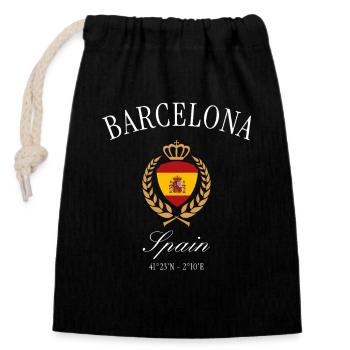 Barcelona Spanien Wappen Krone – Reise Souvenir - Verschließbarer Geschenkbeutel aus Baumwolle (14x20cm) - Schwarz - Vorne