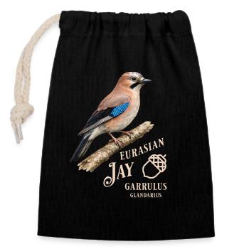 Eurasian Jay Eichelhäher Vogel Design - Verschließbarer Geschenkbeutel aus Baumwolle (14x20cm) - Schwarz - Vorne