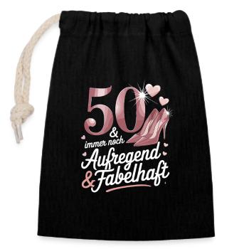 50 and still exciting and fabulous - Closable cotton gift bag (14x20cm) - black - Front