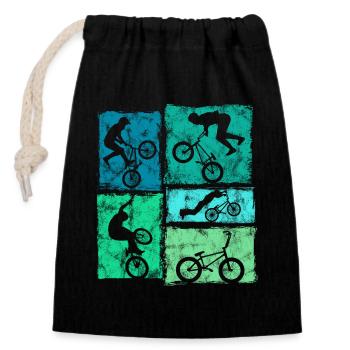 Vintage BMX Retro-Grafik Für Echte Biker - Verschließbarer Geschenkbeutel aus Baumwolle (14x20cm) - Schwarz - Vorne