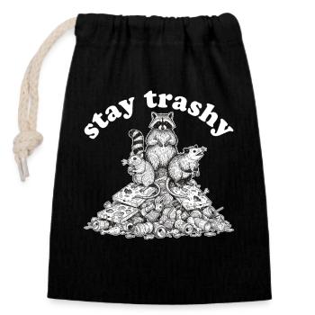 Reste Raton laveur Opossum Skunk - Sac cadeau en coton avec cordon (14 x 20 cm) - noir - Devant