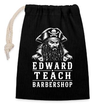 Edward Teach Barbershop Pirate Barber Vintage - Closable cotton gift bag (14x20cm) - black - Front