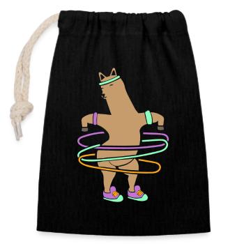 Hula Hup Hullern Huller Hoop Lama Alpaca - Closable cotton gift bag (14x20cm) - black - Front