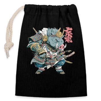 Boar Samurai Armor - Closable cotton gift bag (14x20cm) - black - Front