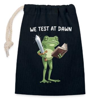 Dawn Quest Frog : Épée et Tome - Sac cadeau en coton avec cordon (14 x 20 cm) - bleu marine - Devant
