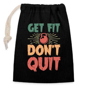 Get Fit Don't Quit Kettlebell Motiv - Verschließbarer Geschenkbeutel aus Baumwolle (14x20cm) - Schwarz - Vorne