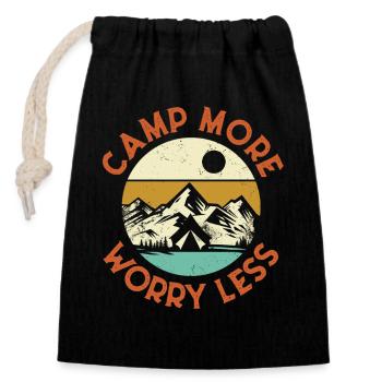 Camp More Feel Free – Nature Escape Vibes - Verschließbarer Geschenkbeutel aus Baumwolle (14x20cm) - Schwarz - Vorne