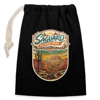 Saguaro Nationalpark Vintage Patch - Verschließbarer Geschenkbeutel aus Baumwolle (14x20cm) - Schwarz - Vorne