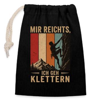 Mir reichts Ich geh klettern Retro Bergsport - Verschließbarer Geschenkbeutel aus Baumwolle (14x20cm) - Schwarz - Vorne