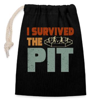 I Survived The Pit - Closable cotton gift bag (14x20cm) - black - Front