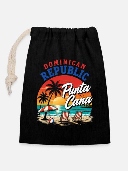 Punta Cana Sunset Beach Kunst - Verschließbarer Geschenkbeutel aus Baumwolle (14x20cm) - Schwarz