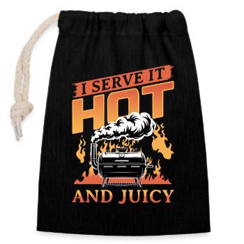 BBQ Grilling Meat Smoking Barbecue - Closable cotton gift bag (14x20cm) - black - Front