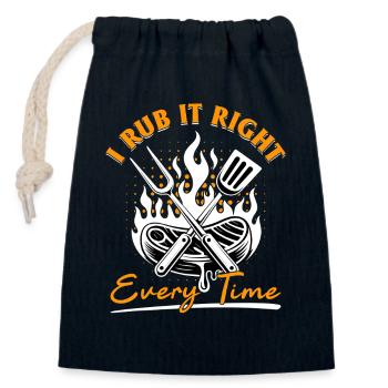 BBQ Grilling Meat Smoking Barbecue - Closable cotton gift bag (14x20cm) - navy - Front