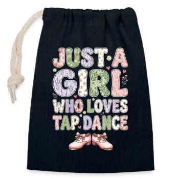 Fille qui aime les claquettes Danseuse de claquettes - Sac cadeau en coton avec cordon (14 x 20 cm) - bleu marine - Devant