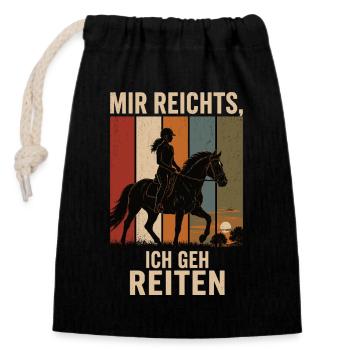 Mir reichts Ich geh reiten Retro Reiter Shirt - Verschließbarer Geschenkbeutel aus Baumwolle (14x20cm) - Schwarz - Vorne