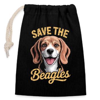 Sauvez les Beagle - Sac cadeau en coton avec cordon (14 x 20 cm) - noir - Devant