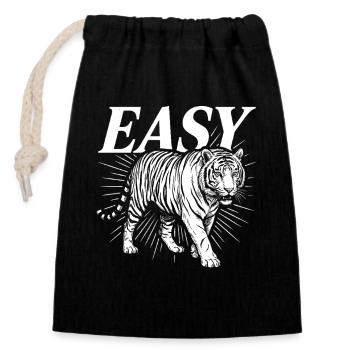 Easy Tiger Vintage Monochrome Grafik - Verschließbarer Geschenkbeutel aus Baumwolle (14x20cm) - Schwarz - Vorne